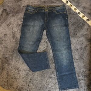 Michael Kors Dark Wash Blue Straight Leg Jeans With Gold Size 12